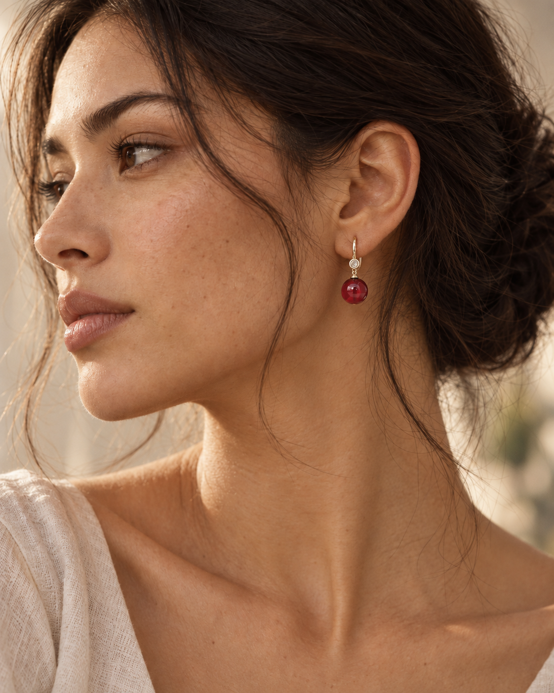 Cherry Red Resin Drop Earrings