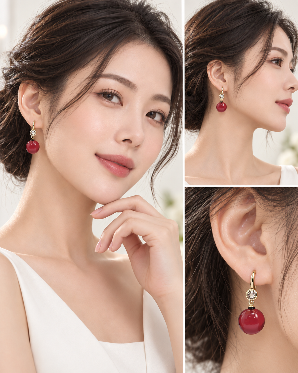 Cherry Red Resin Drop Earrings