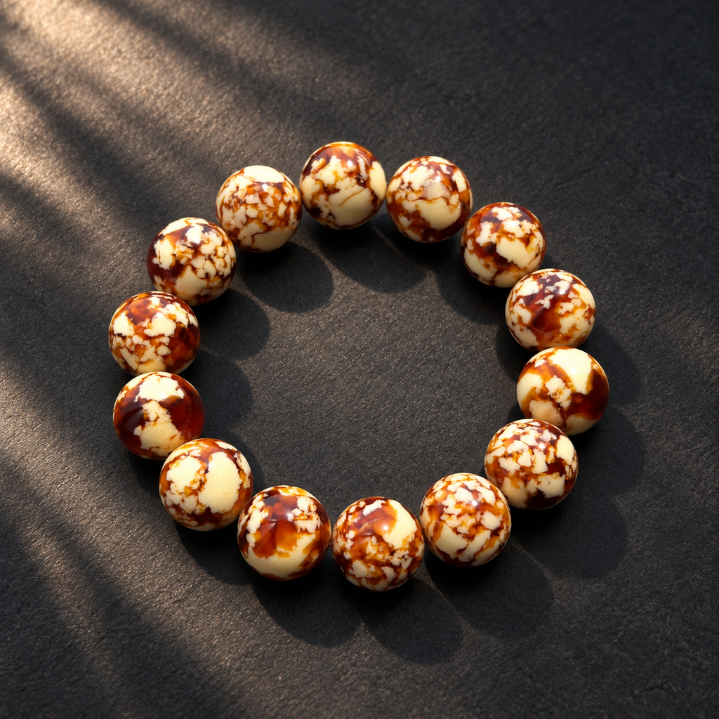 Ivory Amber Resin Bead Bracelet