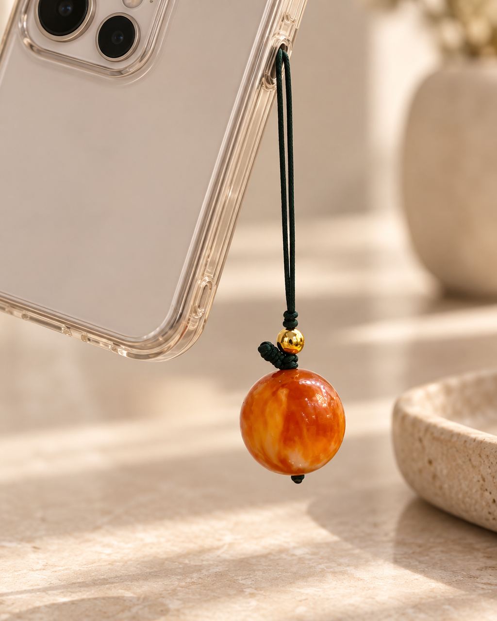 Sunset Amber Resin Phone Charm