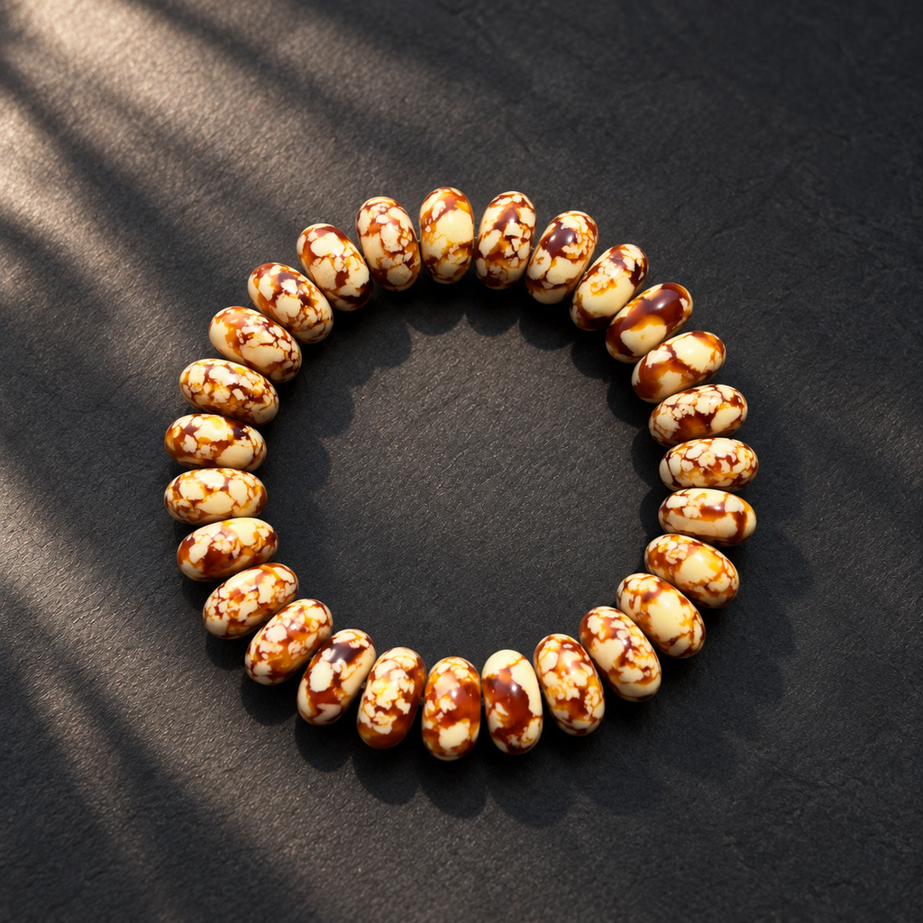 Mocha Marble Resin Rondelle Bracelet
