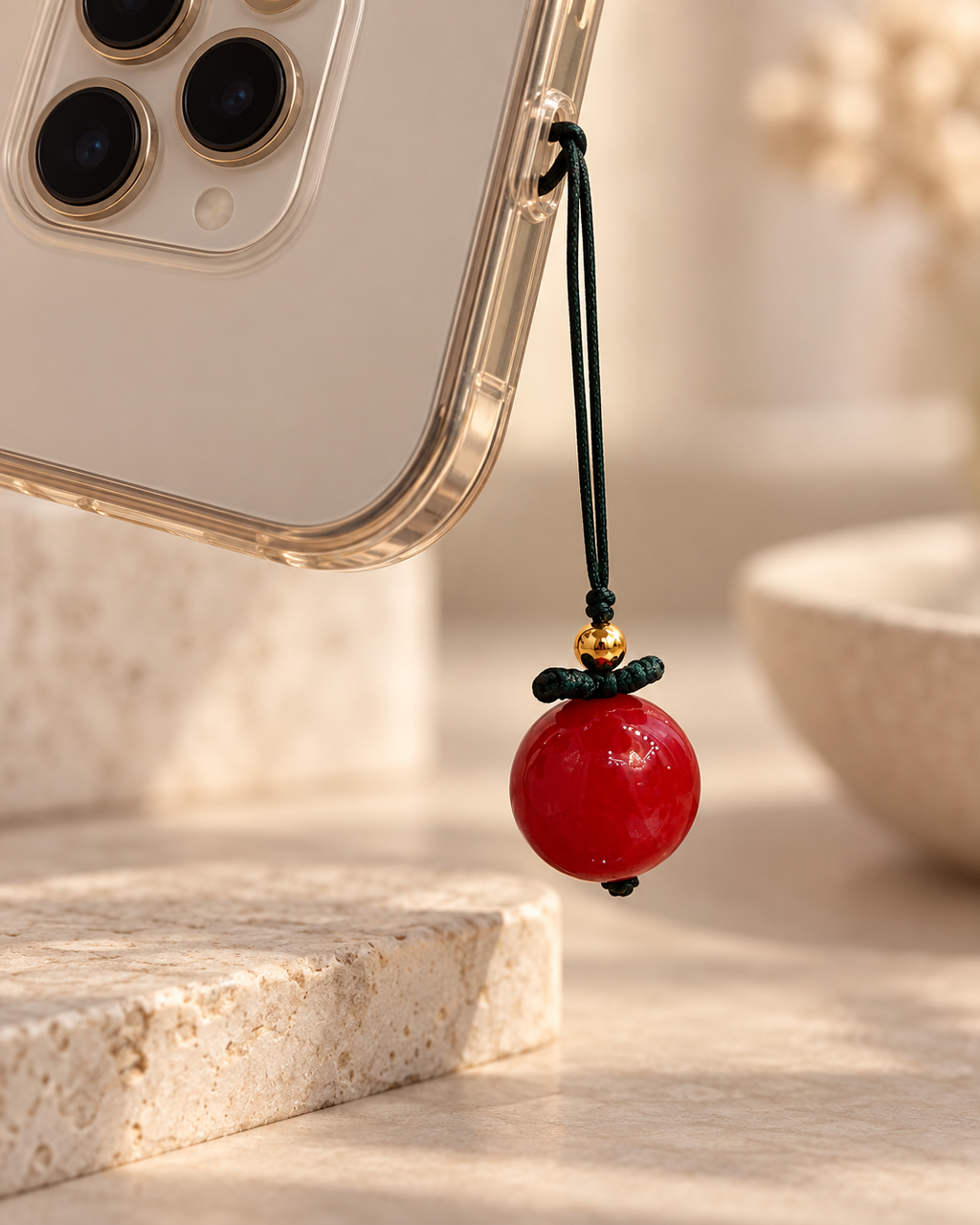 Crimson Shine Resin Phone Charm