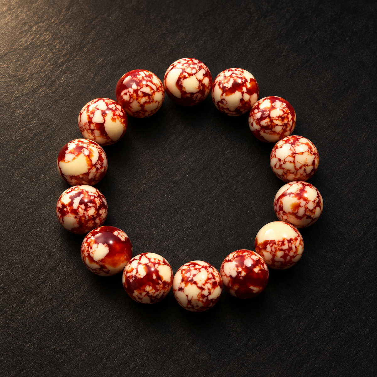 Crimson Mosaic Resin Bead Bracelet
