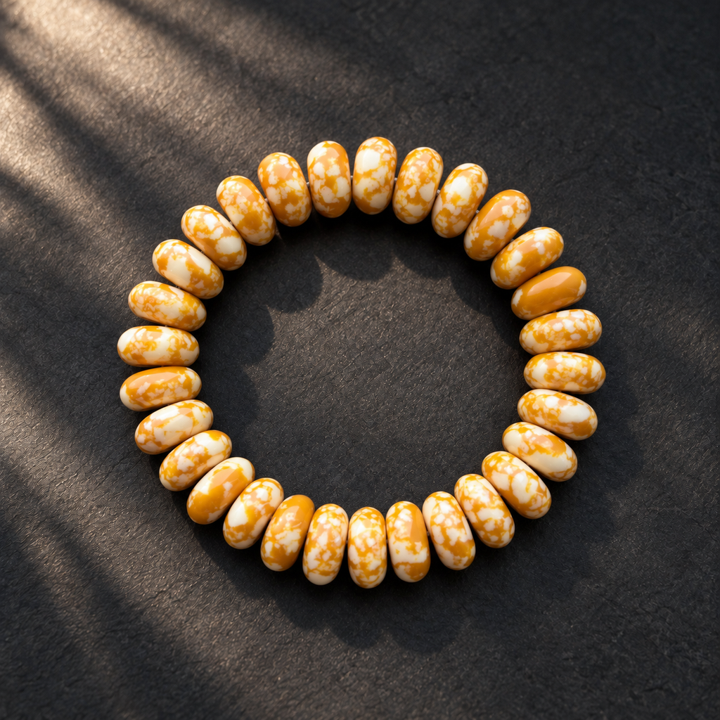 Golden Cloud Resin Rondelle Bracelet