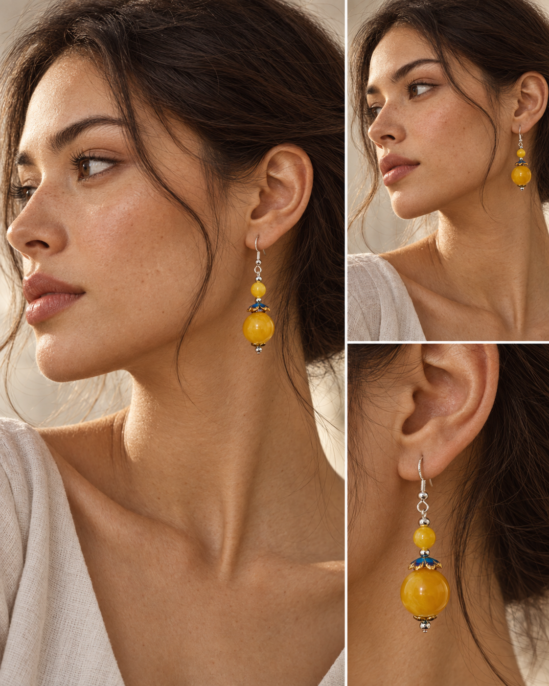 Golden Lantern Resin Drop Earrings