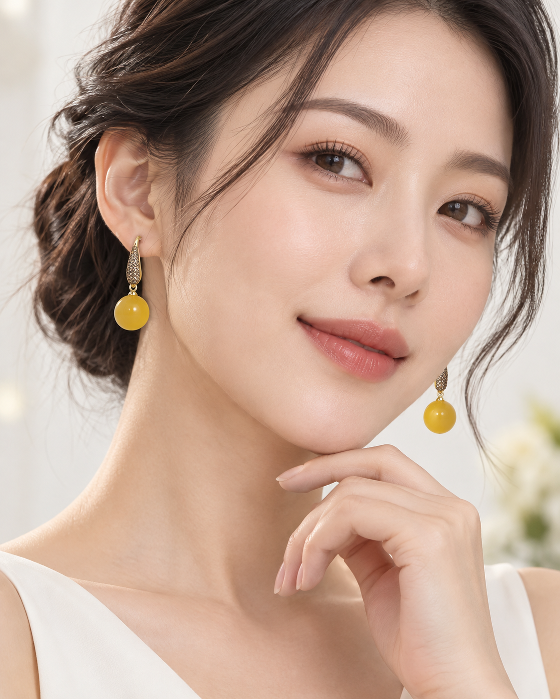 Golden Honey Resin Drop Earrings