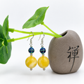 Blue Mosaic Yellow Resin Drop Earrings