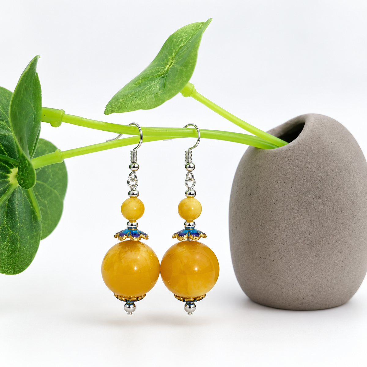 Golden Lantern Resin Drop Earrings