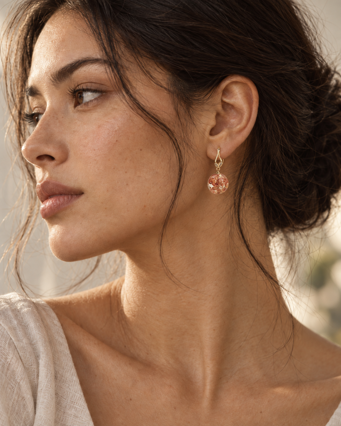 Rose Mosaic Resin Drop Earrings