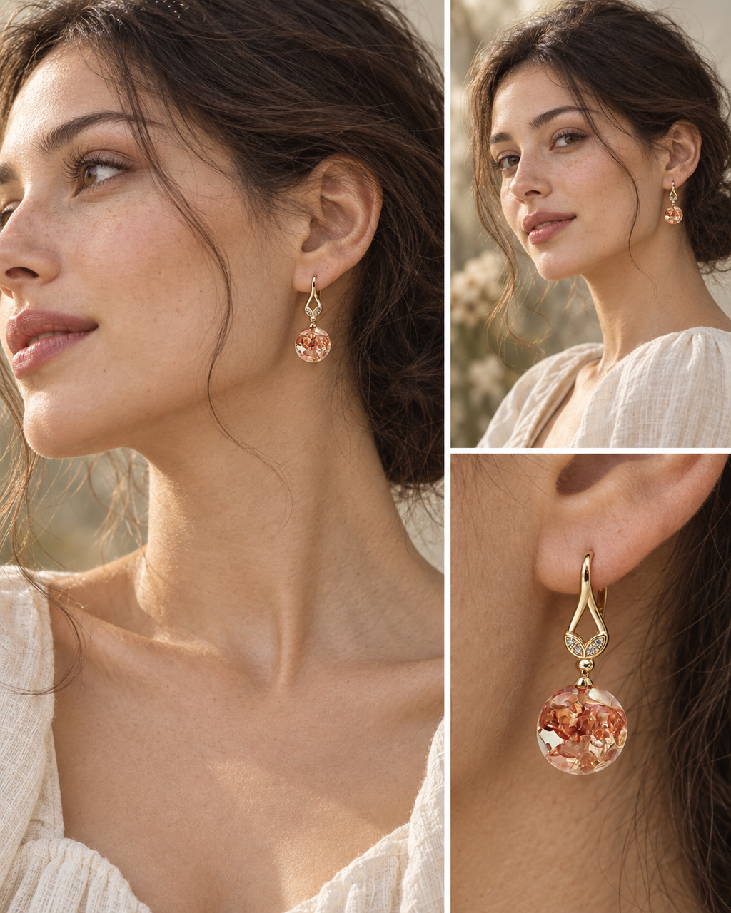 Rose Mosaic Resin Drop Earrings