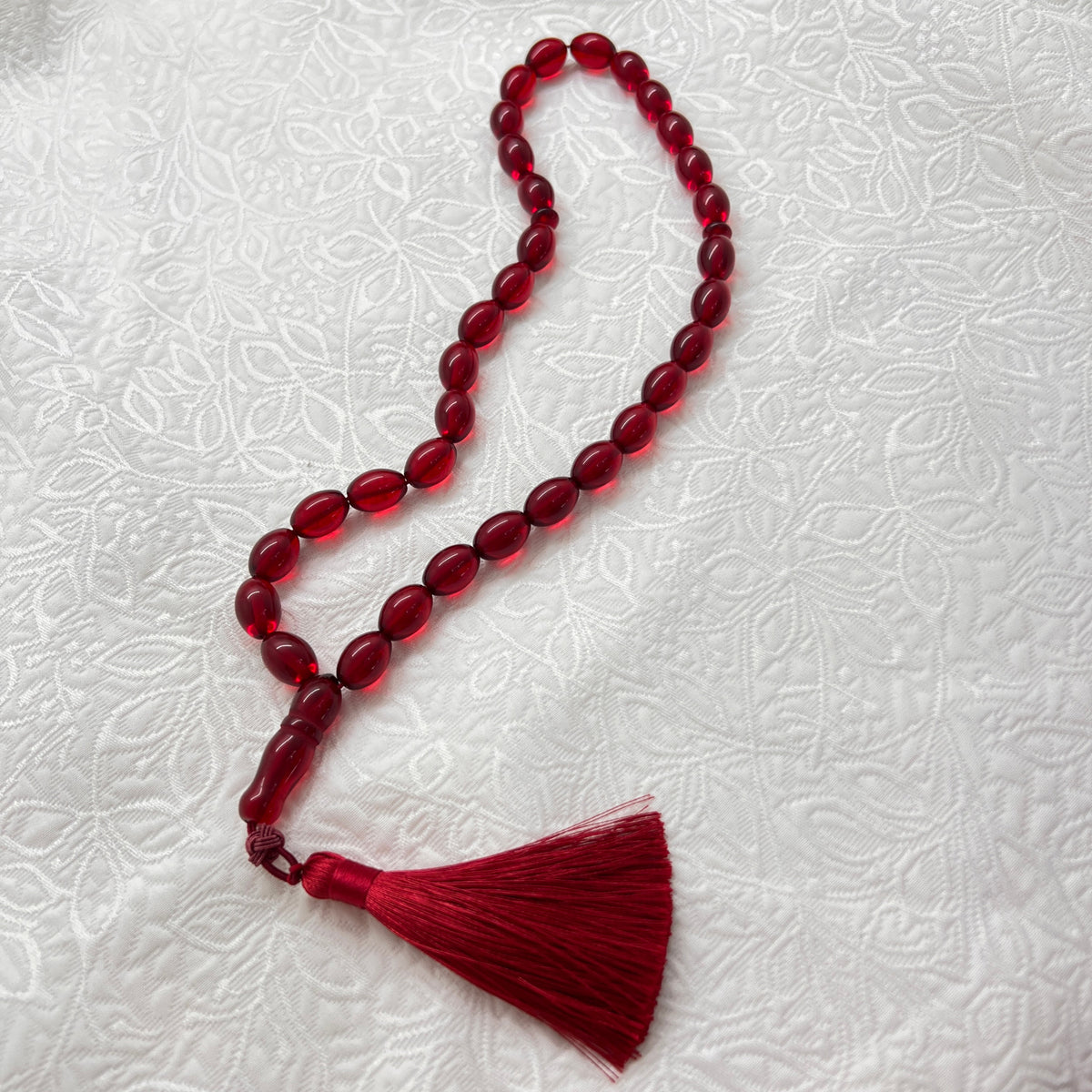 Ruby Red 33-bead Tasbih with matching red tassel