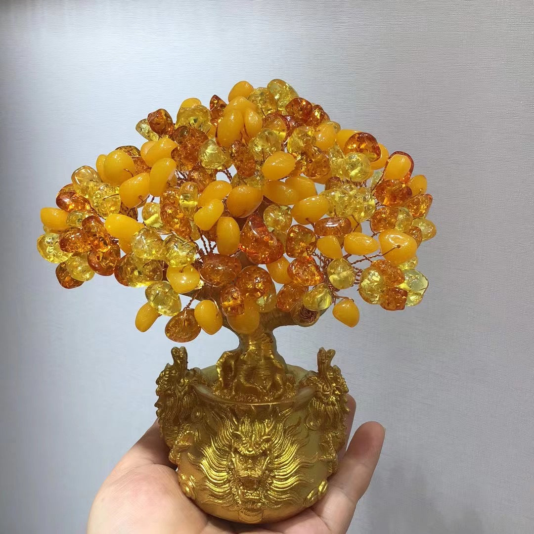Amber Glow Handmade Resin Money Tree