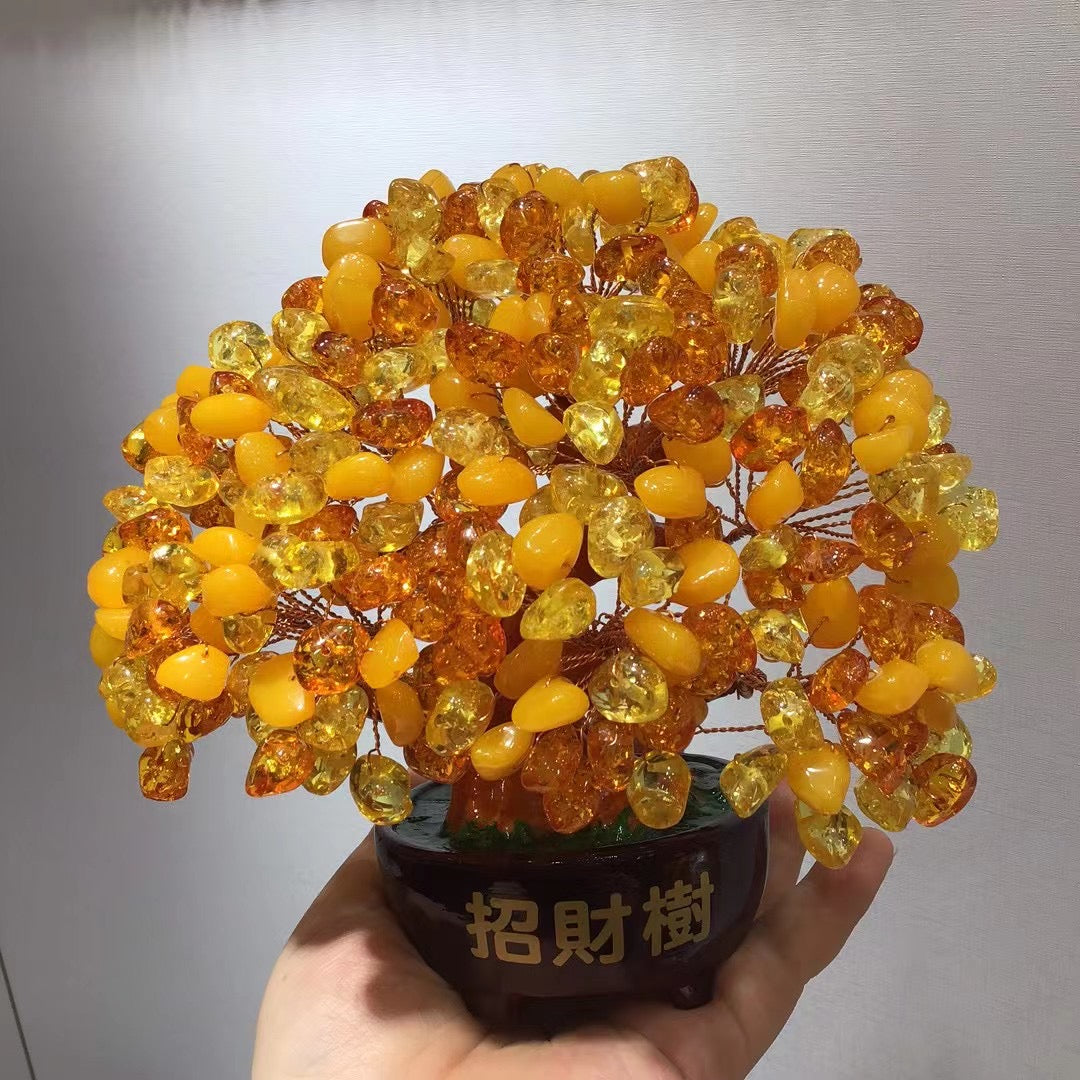 Golden Canopy Handmade Resin Money Tree — Dark Pot