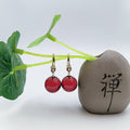 Cherry Red Resin Drop Earrings — one pair
