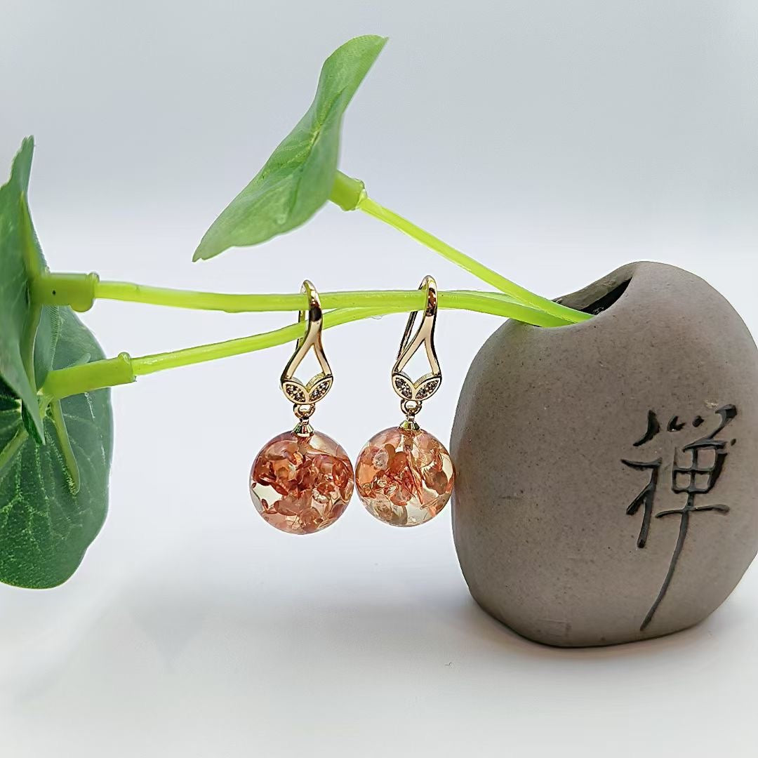 Rose Mosaic Resin Drop Earrings — one pair