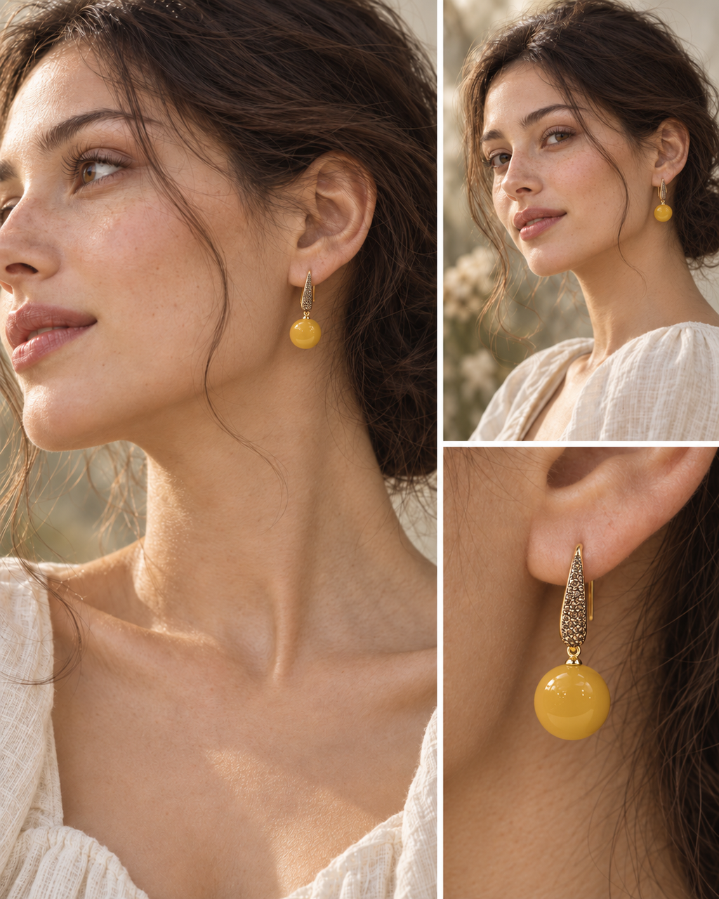Golden Honey Resin Drop Earrings